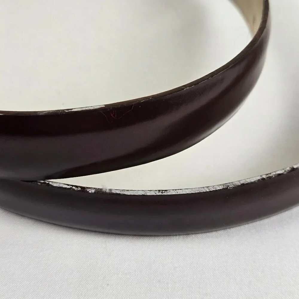 Charter Club Women's Size Medium Burgundy Split Leather Belt Gold Hardware